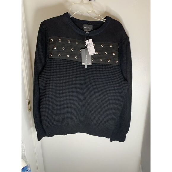 Industry Republic Clothing Mens Sweater Blk sz LG Multi Textures Beautiful Heavy - Picture 1 of 3